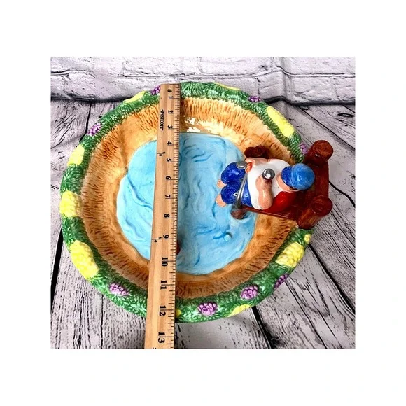 Lotus Chip and Dip Bowl Pond Vintage Beer Drinker & Fisherman 13" Novelty Humor - Picture 4 of 8